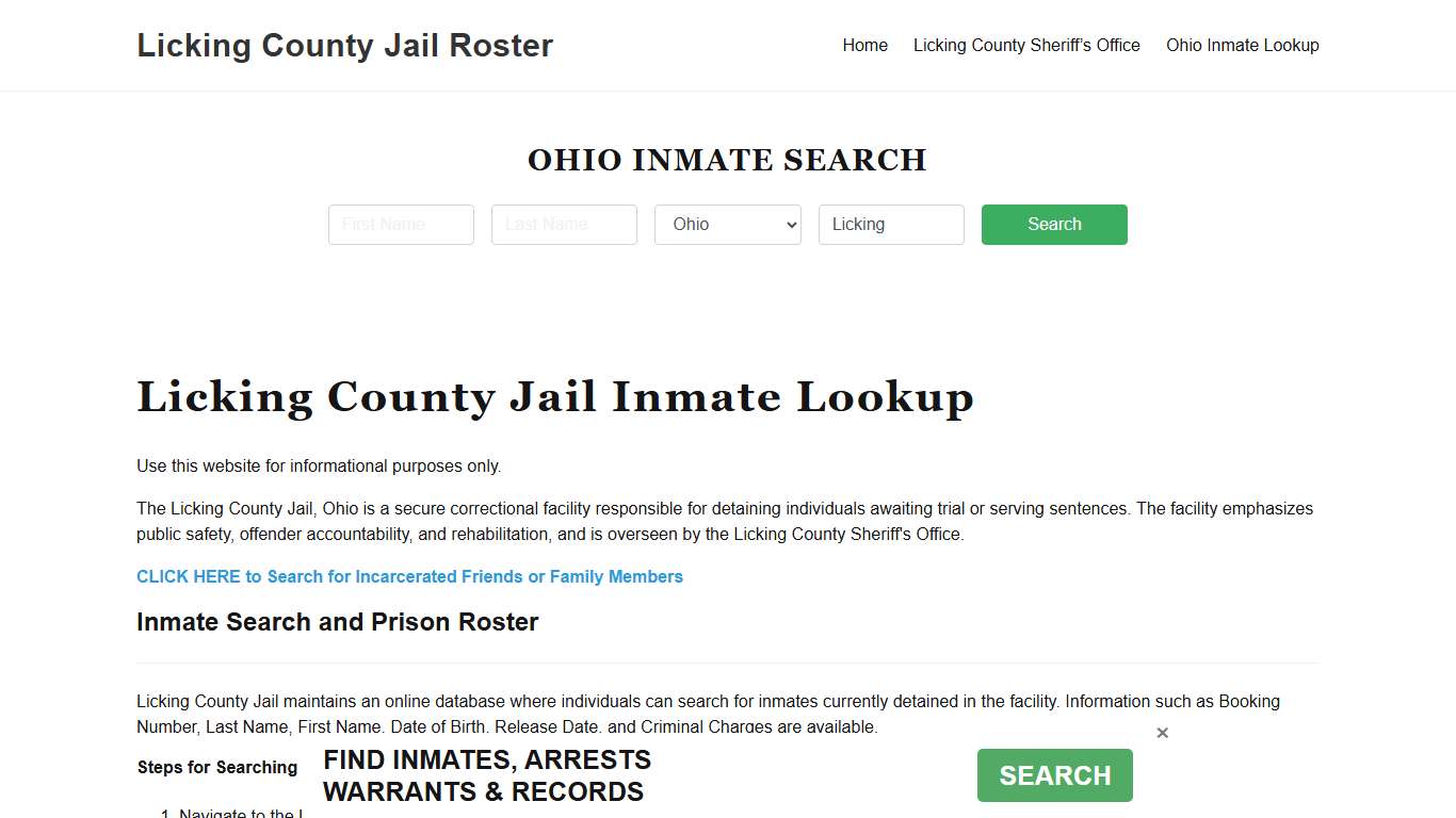 Licking County Jail Roster Lookup, OH, Inmate Search